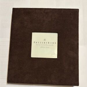 Pottery Barn Photo Box Clove 4" X 6" Holds 100 Photos Brown Flannel Material New